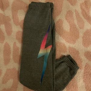 Rainbow bolt heather gray aviator nation sweatpants size XS